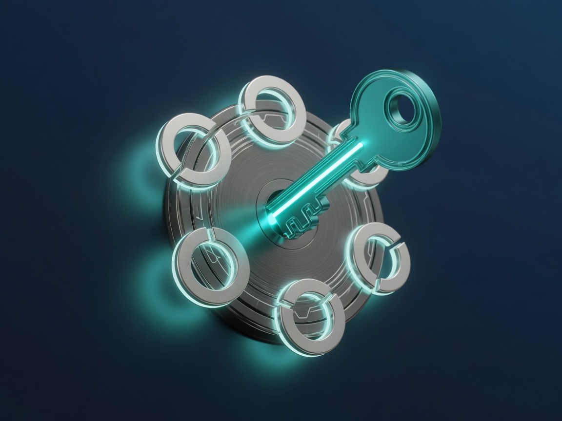 Teal key passing through layered access permission rings